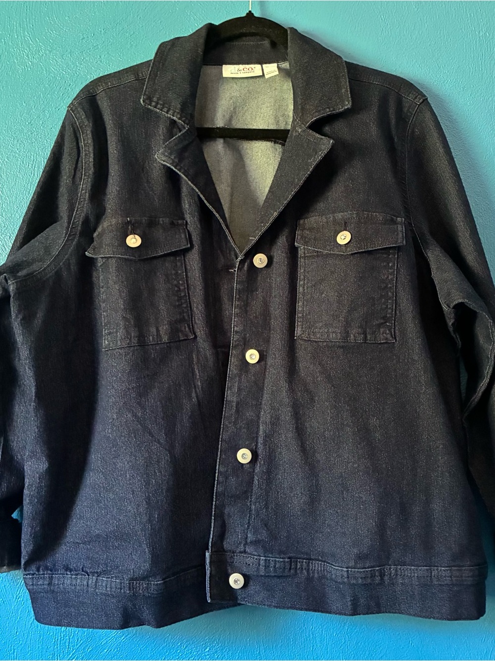 Women’s Denim&Co Dark Indigo Button-Front Jacket - Classic Utility Style